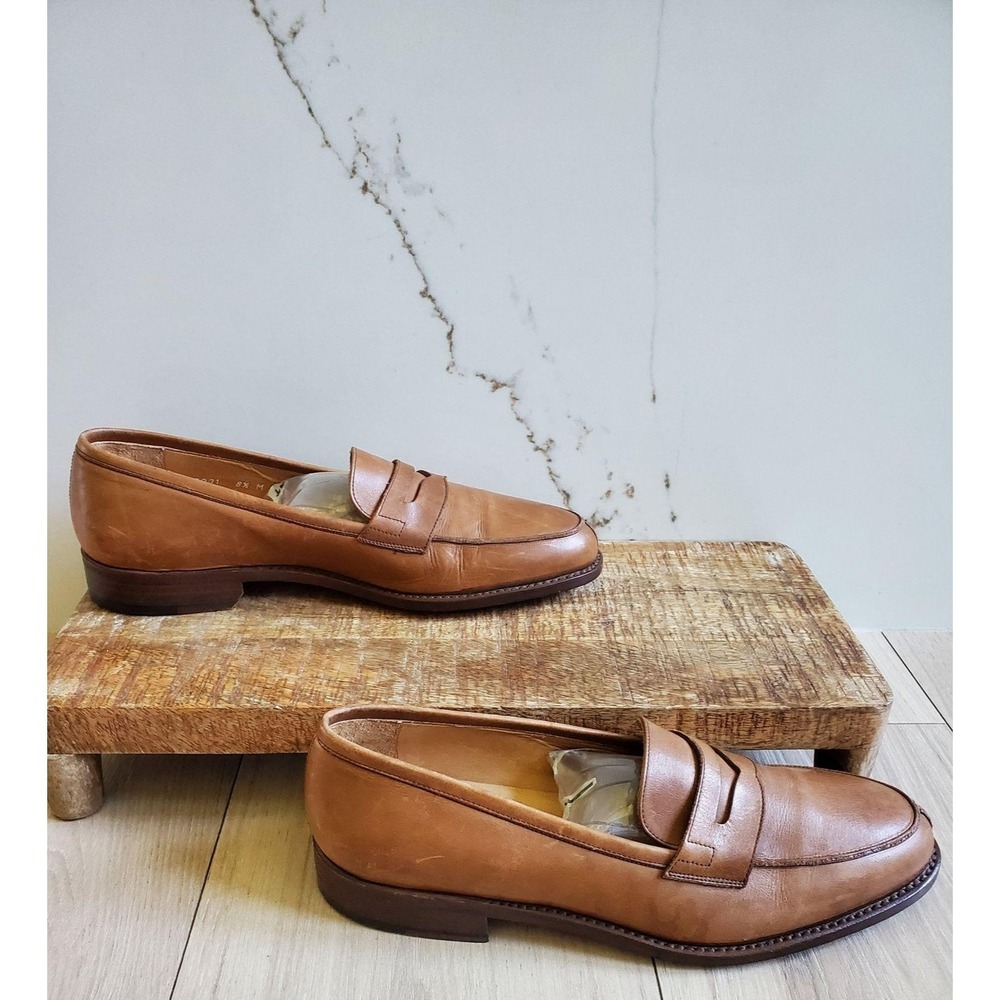 Fieramosca & Co 2001 Shoes Mens 8.5 Brown Leather Slip On Dress Loafers Italy